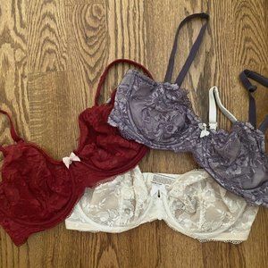 3 Victoria Secret lace Bras 38DD